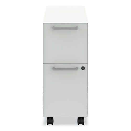 Fuse Mobile Slim Pedestal File, Left/Right, 2-Drawers: Box/File, Letter, Designer White, 10 x 23.25 x 21