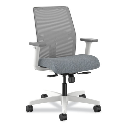 Image of Ignition 2.0 Mid-Back Mesh Task Chair, Posture Lock, Up to 300lb, Basalt Seat, Fog Back/White Base, Ships in 7-10 Bus Days