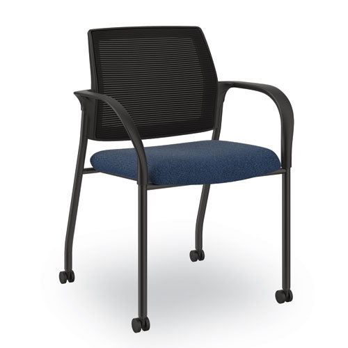 HON® Ignition Series Guest Chair with Arms, 25" x 21.75" x 33.5", Navy Seat, Black Back, Black Base, Ships in 7-10 Business Days