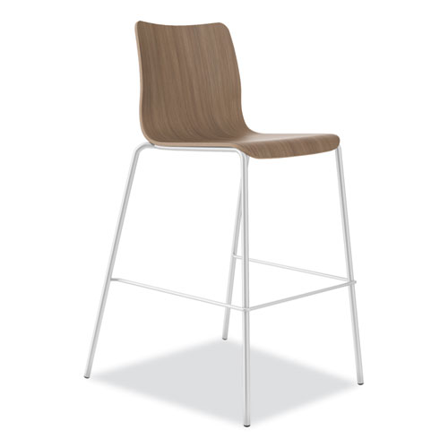 Image of Ruck Laminate Task Stool, Supports up to 300 lb, 30" Seat Height, Pinnacle Seat/Base, Silver Frame