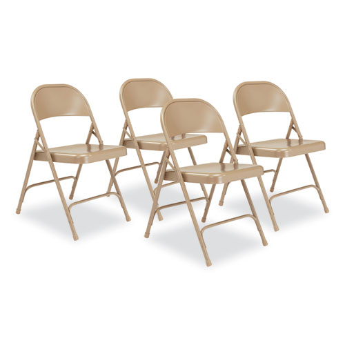 NPS® 50 Series All-Steel Folding Chair, Supports 500 lb, 16.75" Seat Height, Black Seat/Back/Base, 4/CT,Ships in 1-3 Business Days