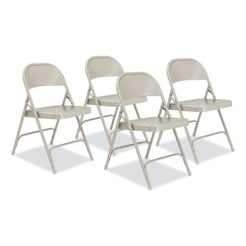 50 Series All-Steel Folding Chair, Supports 500 lb, 16.75" Seat Height, Gray Seat/Back/Base, 4/Carton, Ships in 1-3 Bus Days