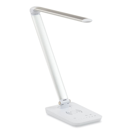 Vamp LED Wireless Charging Lamp, Multi-pivot Neck, 16.75" High, Silver, Ships in 1-3 Business Days