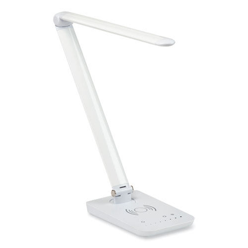 Safco® Vamp Led Wireless Charging Lamp, Multi-Pivot Neck, 16.75" High, White, Ships In 1-3 Business Days
