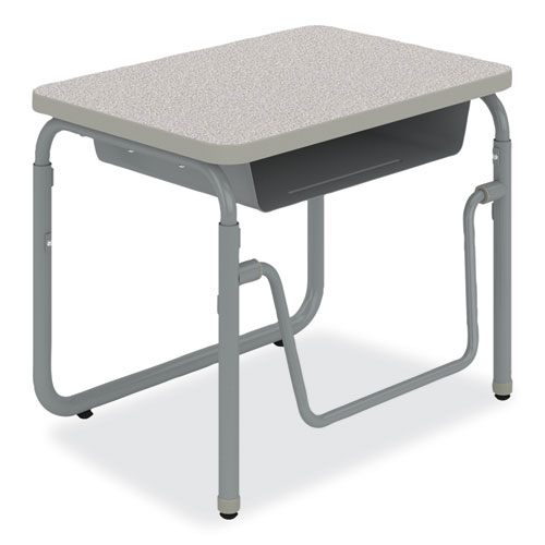 Image of Safco® Alphabetter 2.0 Height-Adjustable Student Desk With Pendulum Bar, 27.75" X 19.75" X 22" To 30", Pebble Gray