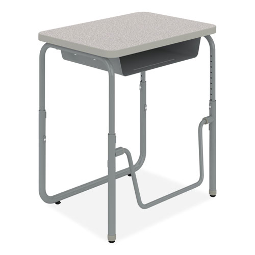 Safco® Alphabetter 2.0 Height-Adjustable Student Desk With Pendulum Bar, 27.75" X 19.75" X 22" To 30", Pebble Gray
