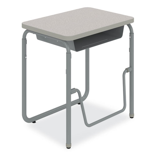Image of Safco® Alphabetter 2.0 Height-Adjust Student Desk W/Pendulum Bar, 27.75 X 19.75 X 29 To 43, Pebble Gray, Ships In 1-3 Business Days
