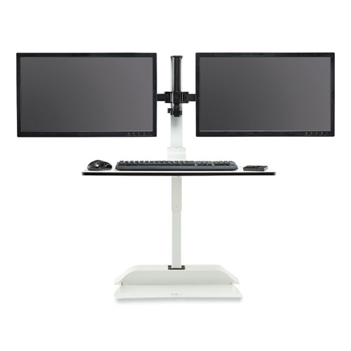 Soar Electric Desktop Sit/Stand Dual Monitor Arm, For 27" Monitors, White, Supports 10 lbs, Ships in 1-3 Business Days