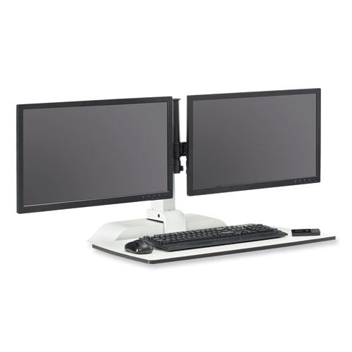 Image of Safco® Soar Electric Desktop Sit/Stand Dual Monitor Arm, For 27" Monitors, White, Supports 10 Lbs, Ships In 1-3 Business Days