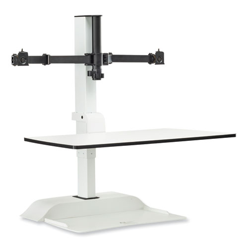 Safco® Soar Electric Desktop Sit/Stand Dual Monitor Arm, For 27" Monitors, White, Supports 10 Lbs, Ships In 1-3 Business Days