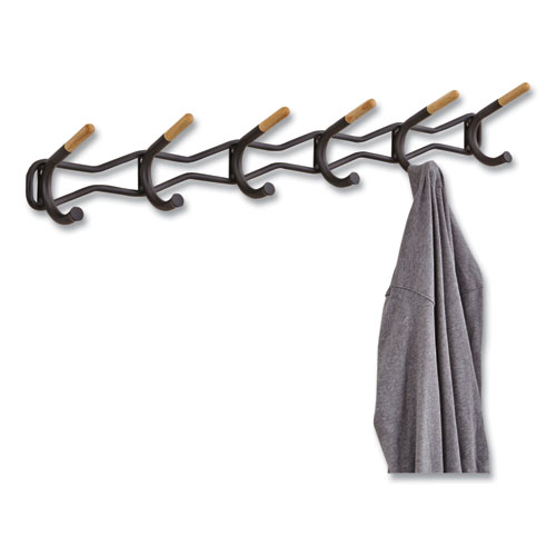 Image of Safco® Family Coat Wall Rack, 6 Hook, 42.75W X 5.25D X 7.25H, Black, Ships In 1-3 Business Days
