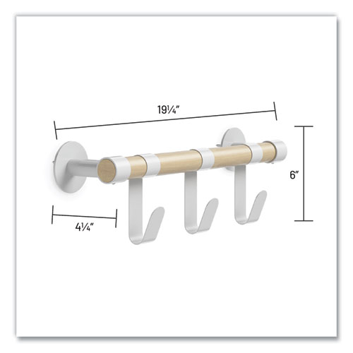 Image of Safco® Resi Coat Wall Rack, 3 Hook, 19.75W X 4.25D X 6H, White, Ships In 1-3 Business Days