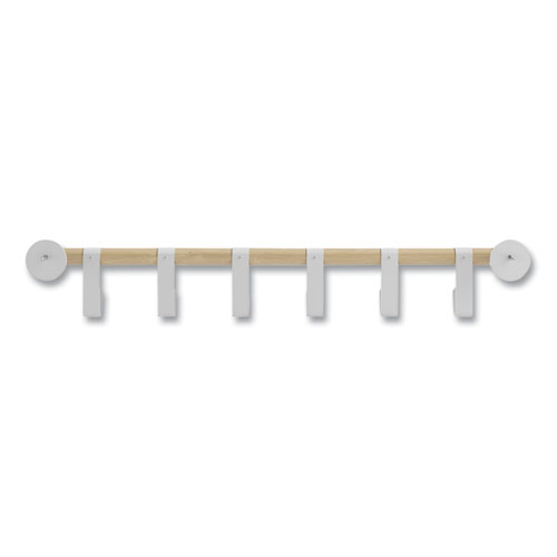 Image of Safco® Resi Coat Wall Rack, 6 Hook, 36.25W X 4.25D X 6H, White, Ships In 1-3 Business Days