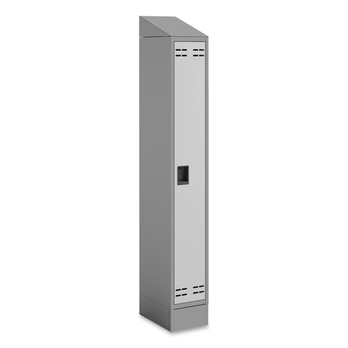 Image of Single Sloped Metal Locker Hood Addition, 12w x 18d x 6h, Gray, Ships in 1-3 Business Days