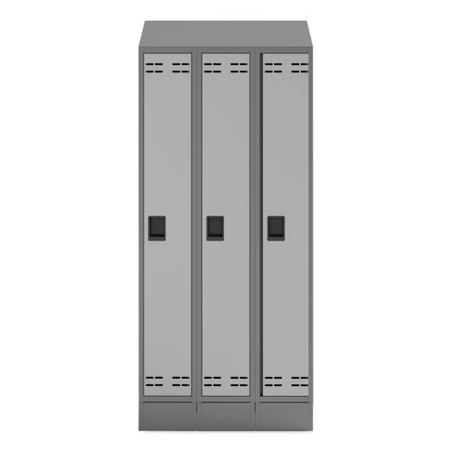Triple Continuous Metal Locker Base Addition, 35w x 16d x 5.75h, Gray, Ships in 1-3 Business Days