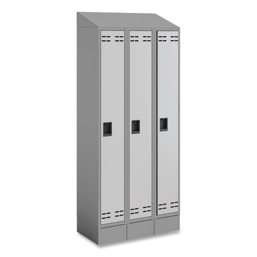 Triple Continuous Metal Locker Base Addition, 35w x 16d x 5.75h, Gray, Ships in 1-3 Business Days