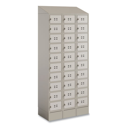 Triple Continuous Metal Locker Base Addition, 35w x 16d x 5.75h, Tan, Ships in 1-3 Business Days