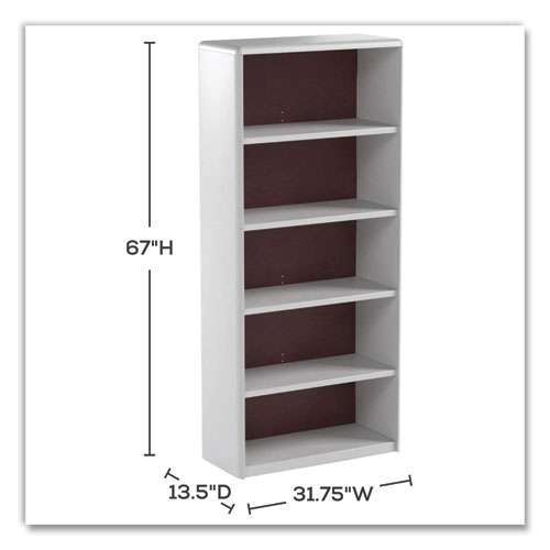 ValueMate Economy Bookcase, Five-Shelf, 31.75w x 13.5d x 67h, Gray, Ships in 1-3 Business Days