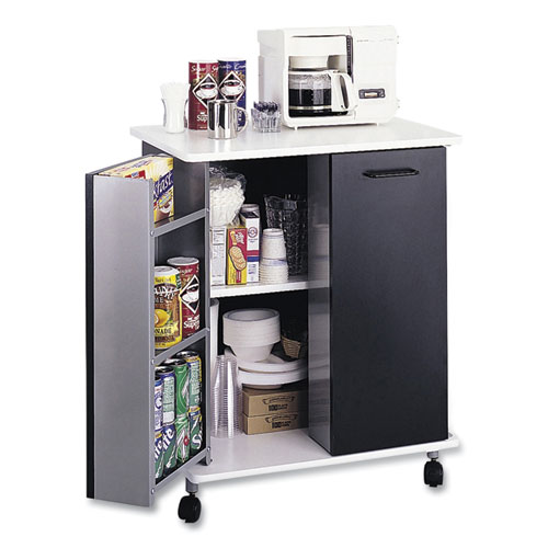 Image of Safco® Refreshment Stand, Engineered Wood, 9 Shelves, 29.5" X 22.75" X 33.25", Black/White, Ships In 1-3 Business Days