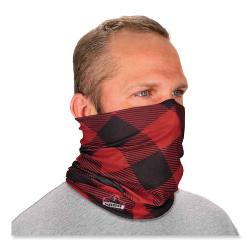 Chill-Its 6485 Multi-Band, Polyester, One Size Fits Most, Red Buffalo Plaid, Ships in 1-3 Business Days