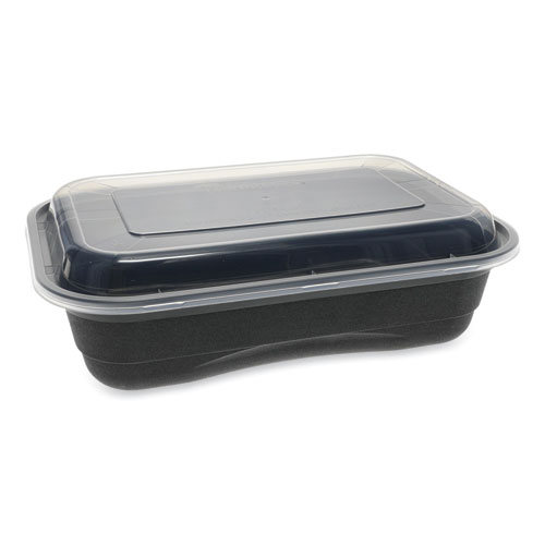 Image of Pactiv Evergreen Earthchoice Versa2Go Microwaveable Container, 36 Oz, 8.4 X 5.6 X 2, Black/Clear, Plastic, 150/Carton
