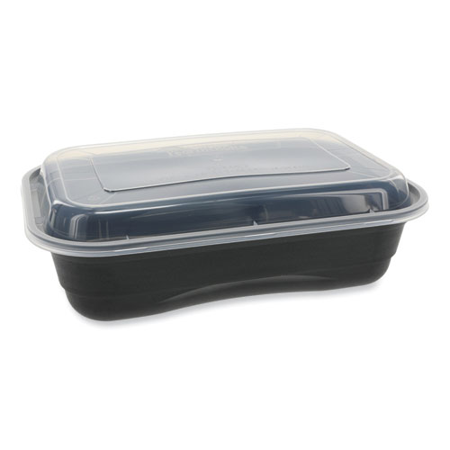 EarthChoice Versa2Go Microwaveable Container, 36 oz, 8.4 x 5.6 x 2, Black/Clear, Plastic, 150/Carton