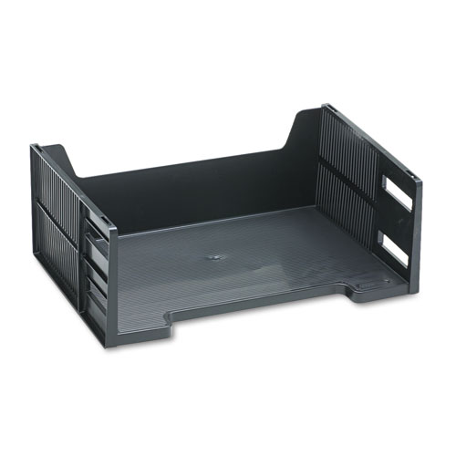High-Capacity Stackable Side Load Desk Trays, 1 Section, Letter Size Files, 8.5 x 11 x 5.13, Black