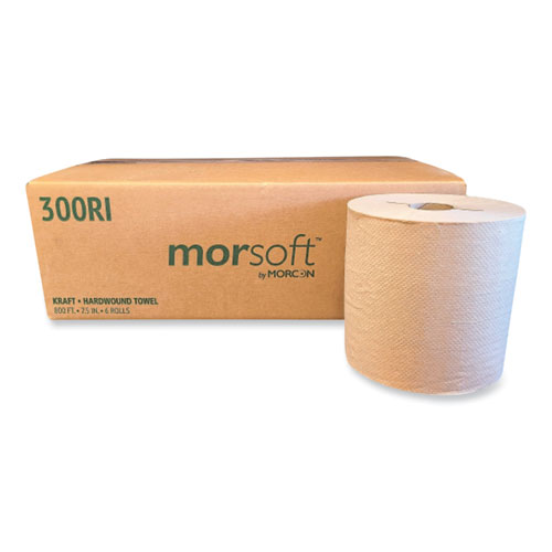 Image of Morcon Tissue Morsoft Controlled Towels, I-Notch, 1-Ply, 7.5" X 800 Ft, Kraft, 6 Rolls/Carton