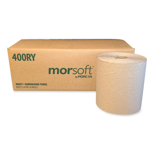 Morsoft Controlled Towels, Y-Notch, 1-Ply, 8" x 800 ft, Kraft, 6 Rolls/Carton