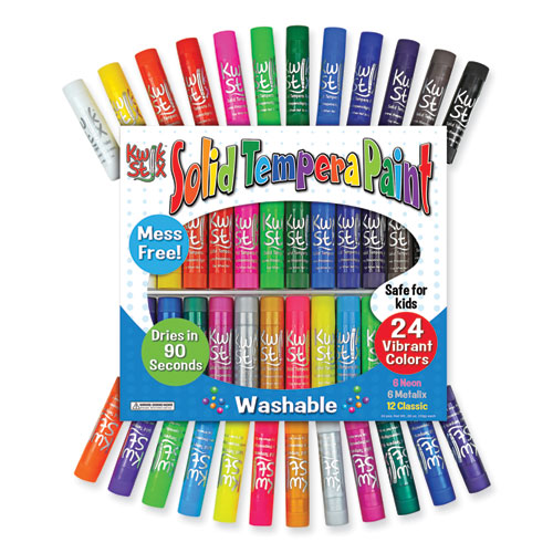 Image of The Pencil Grip™ Kwik Stick Tempera Paint, 3.5", Assorted Colors, 24/Pack