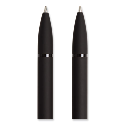 Monterey Soft Touch Ballpoint Pen, Retractable, Medium 1 mm, Black Ink, Midnight Barrel, 12/Pack