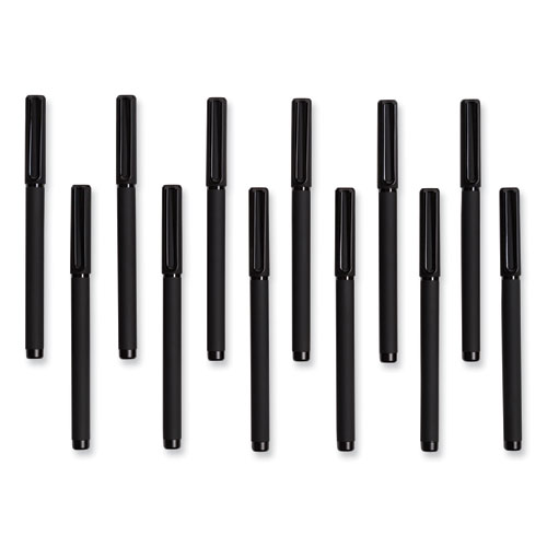 Image of U Brands Catalina Porous Point Pen, Stick, Fine 0.7 Mm, Black Ink, Black Barrel, 12/Pack