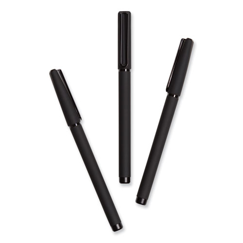 Catalina Soft Touch Porous Point Pen, Stick, Fine 0.7 mm, Black Ink, Black Barrel, Dozen