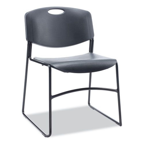 Alera® Resin Stacking Chair, Supports Up To 275 Lb, 18.50" Seat Height, Black Seat, Black Back, Black Base, 4/Carton