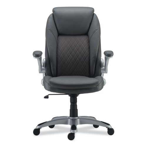 Image of Alera® Leithen Bonded Leather Midback Chair, Supports Up To 275 Lb, Gray Seat/Back, Silver Base