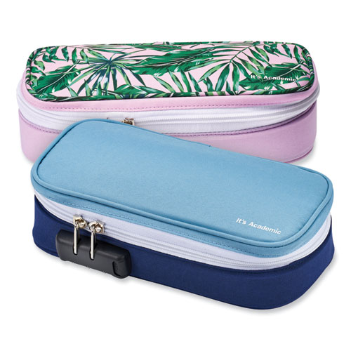 It's Academic Locking Pencil Case, 2 Compartments, 4.75" x 2.5" x 2.5", Assorted Colors, 2/Pack