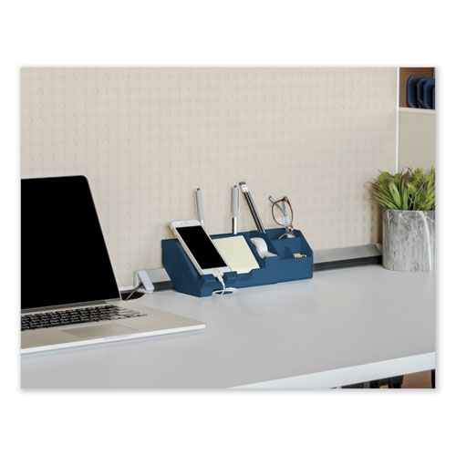 Konnect Desk Organizer and Cable Management Five-Piece Kit, Plastic, Blue