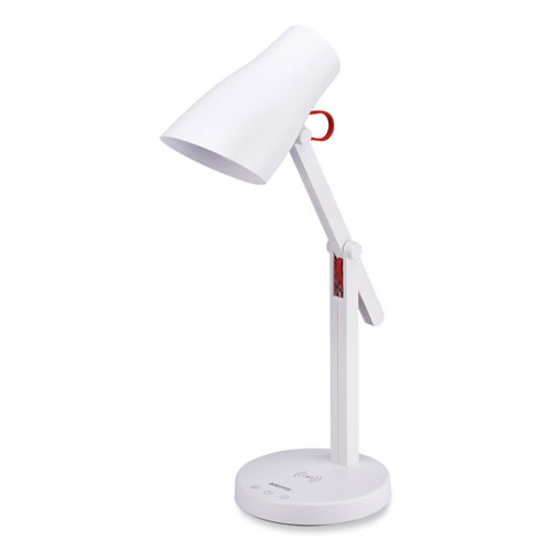 Office LED Desk Lamp with Qi Wireless Charging, 17.5" High, White Base