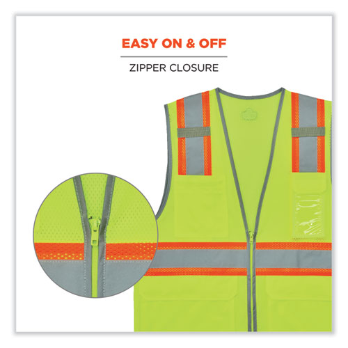 GloWear 8246Z-S Single Size Class 2 Two-Tone Mesh Vest, Polyester, 2X-Large, Lime, Ships in 1-3 Business Days