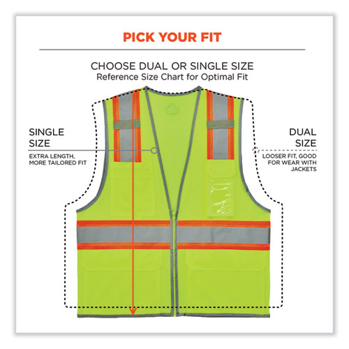 GloWear 8246Z-S Single Size Class 2 Two-Tone Mesh Vest, Polyester, 2X-Large, Lime, Ships in 1-3 Business Days