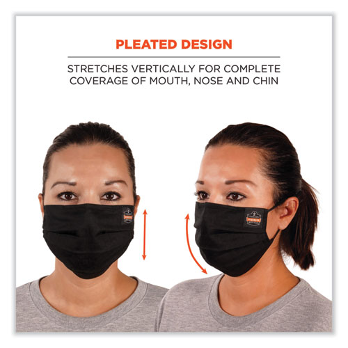 Skullerz 8801 Pleated Face Mask, One Size Fits Most, Black, 120/Carton, Ships in 1-3 Business Days