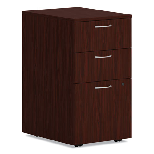 HON® Mod Mobile Pedestal, Left or Right, 3-Drawers: Box/Box/File, Legal/Letter, Traditional Mahogany, 15" x 20" x 28"