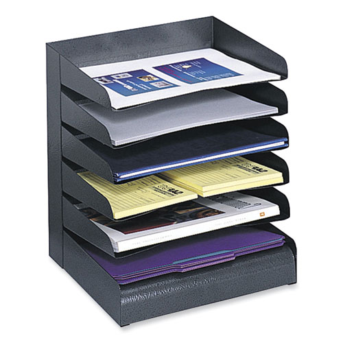 Steel Six-Shelf Desk Tray Sorter, 6 Sections, Letter Size Files, 12 x 9.5 x 13.5, Black, Ships in 1-3 Business Days