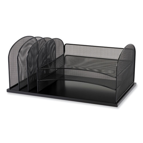 Onyx Desk Organizer w/Three Horizontal and Three Upright Sections,Letter Size,19.25x11.5x8.25,Blue,Ships in 1-3 Business Days