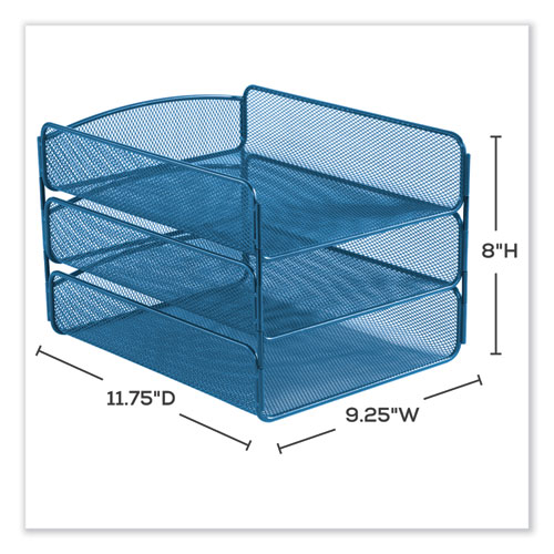 Image of Safco® Onyx Triple Tray, 3 Sections, Letter Size Files, 9.25 X 11.75 X 8, Blue, Ships In 1-3 Business Days