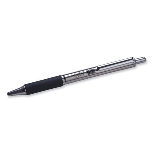 Image of Zebra® F-402 Ballpoint Pen, Retractable, Fine 0.7 Mm, Black Ink, Stainless Steel/Black Barrel