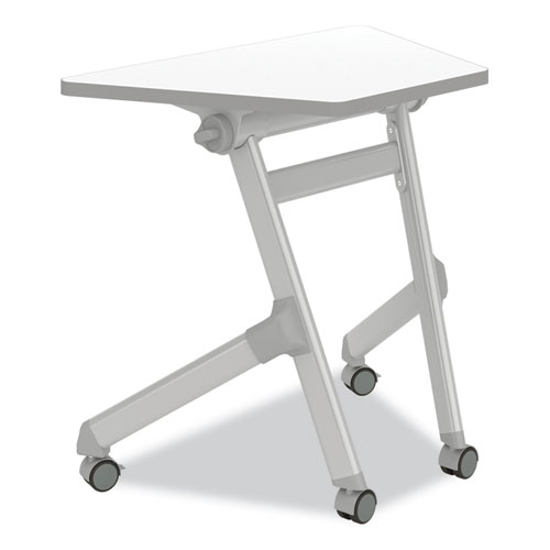 Safco® Learn Nesting Trapezoid Desk, 32.83" X 22.25" To 29.5", White/Silver, Ships In 1-3 Business Days