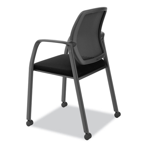 Image of Hon® Nucleus Series Recharge Guest Chair, Supports Up To 300 Lb, 17.62" Seat Height, Black Seat/Back, Black Base