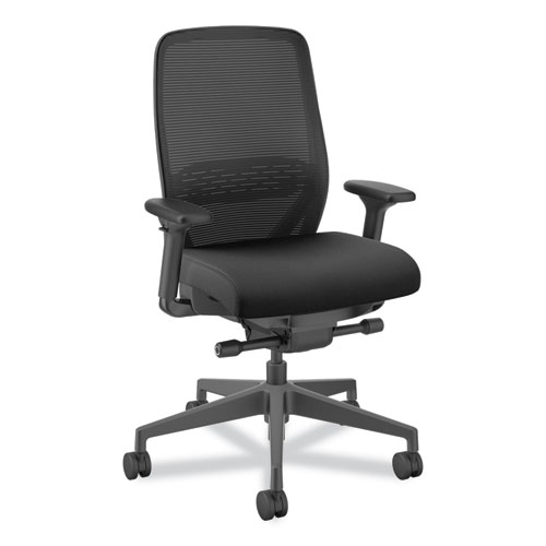 HON® Nucleus Series Recharge Task Chair, Supports Up to 300 lb, 16.63 to 21.13 Seat Height, Black Seat/Back, Black Base