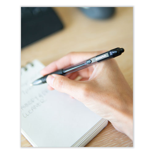 Image of Zebra® Z-Grip Ballpoint Pen, Retractable, Medium 1 Mm, Black Ink, Black Barrel, 48/Pack